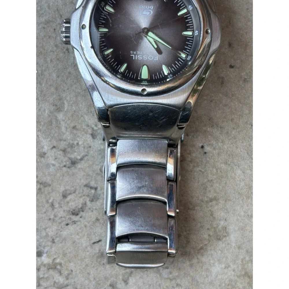 ⭐️Vintage Fossil Blue Womens Silver Tone Stainless⭐️AM3747⭐️Quartz Watch A3⭐️